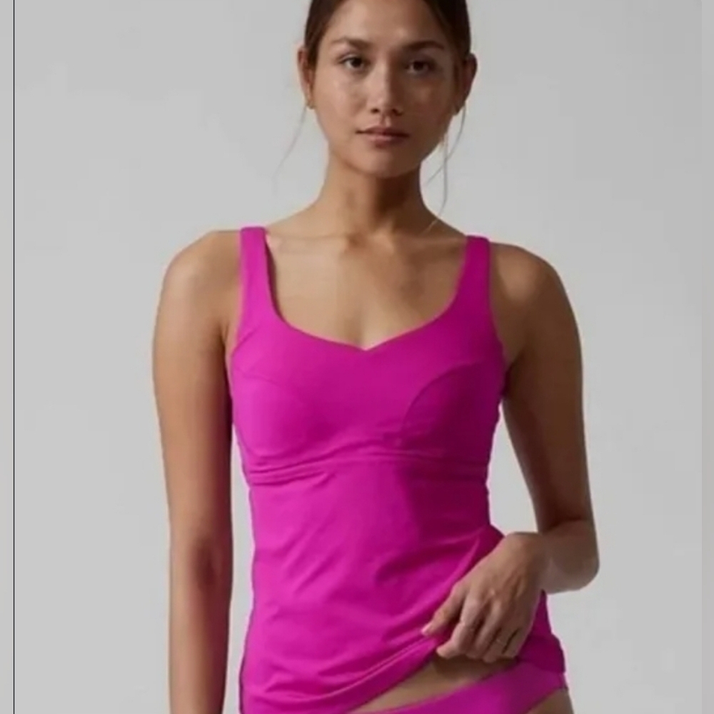 Athleta Womens Bondi Bra Cup Tankini Electric Fuchsia Water Sports 34B/C NWOT